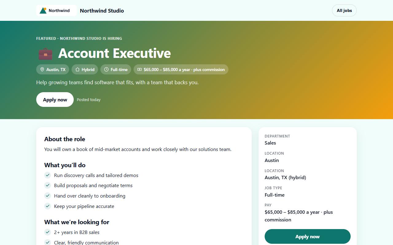 A public job listing page